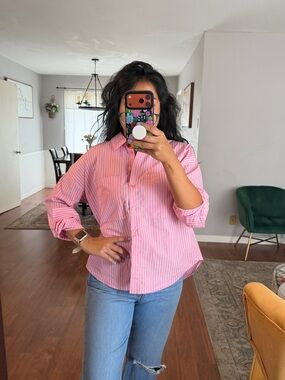 Zara Pink Striped Button-Up Women's Shirt